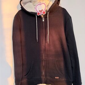 Roxy Black Zip-Up Jacket with Sherpa Lining